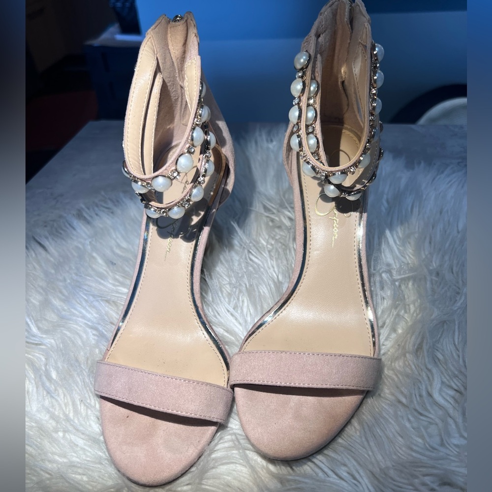 Jessica Simpson High Heels Sandals with Pearls